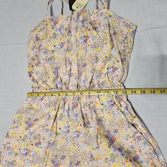 Levi's Spaghetti Strap Floral Romper Women Size l Side Pockets - Picture 8 of 11